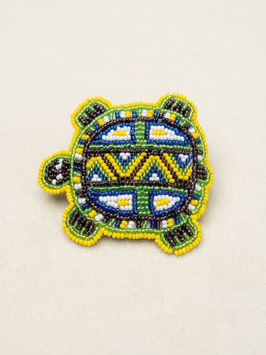 Beaded turtle Barrette Yellow accent