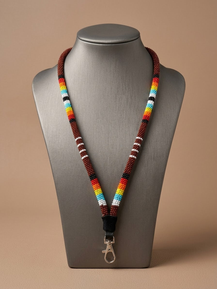 Round Beaded Lanyard(Brown)