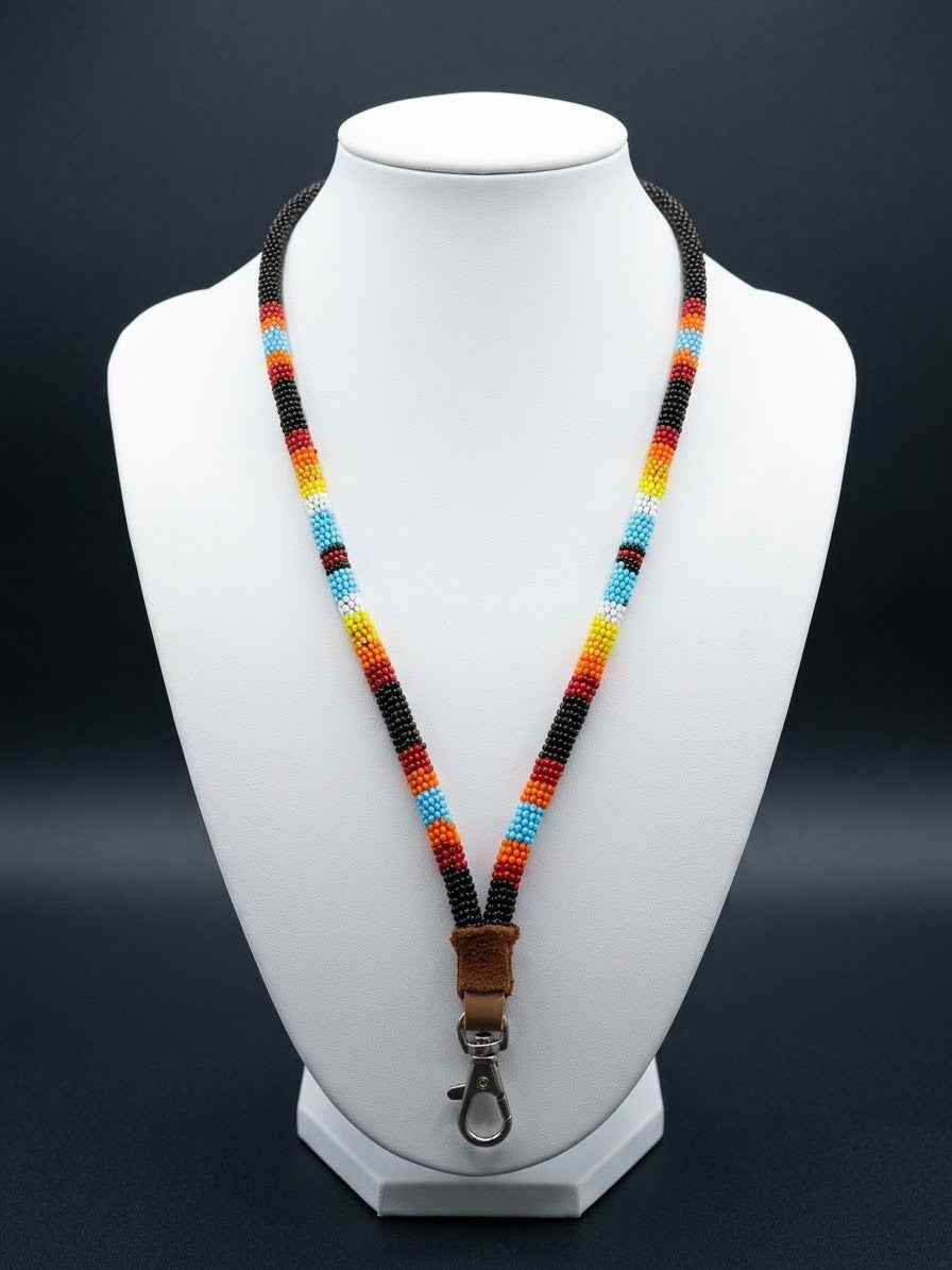 Round Beaded Lanyard(Black)