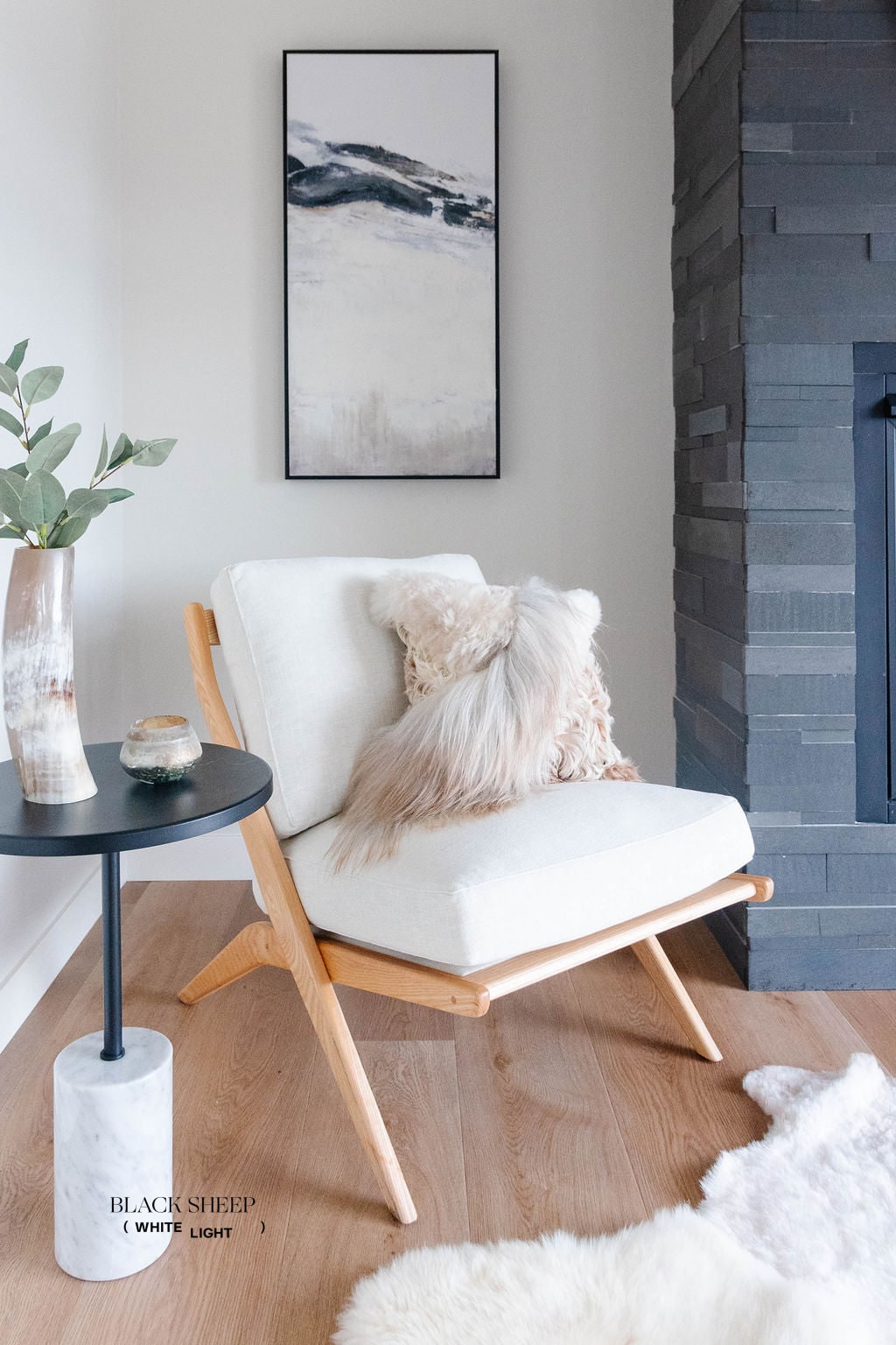 Mélange Sheepskin Pillow, straight wool