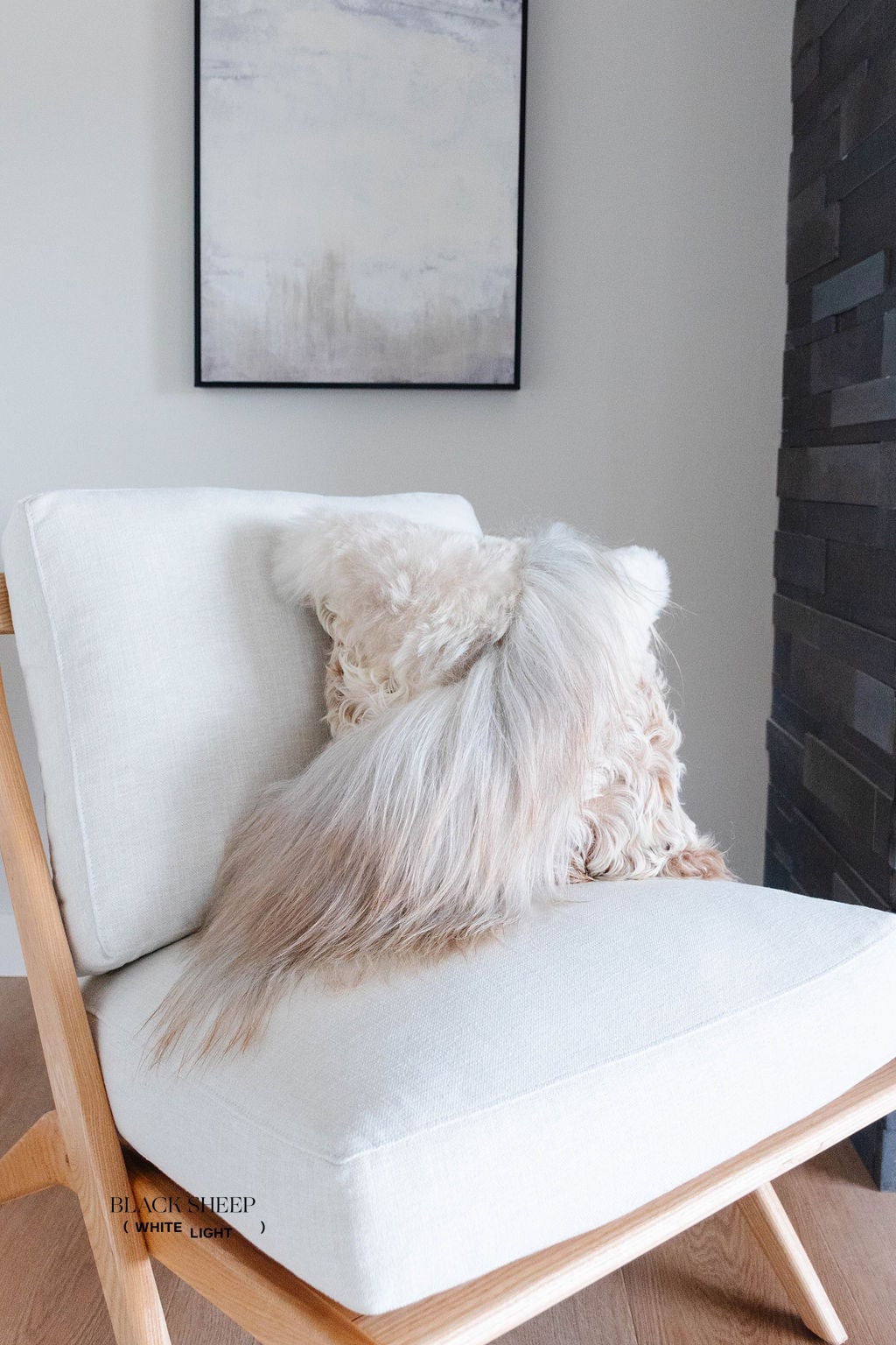 Mélange Sheepskin Pillow, straight wool