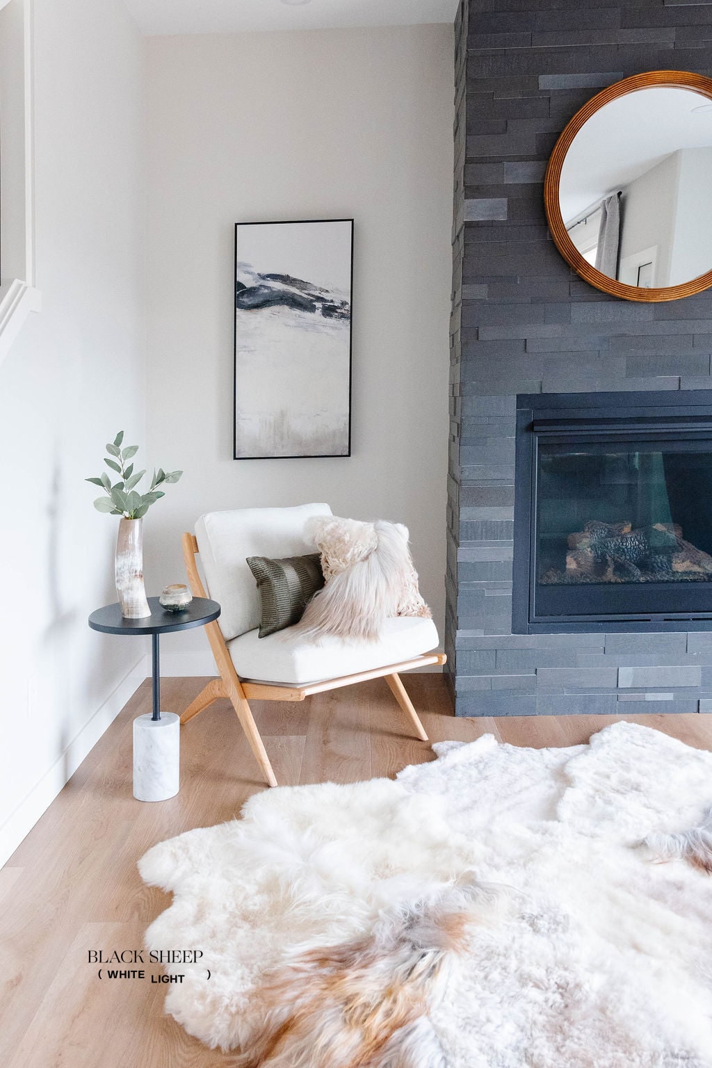 Mélange Sheepskin Pillow, straight wool