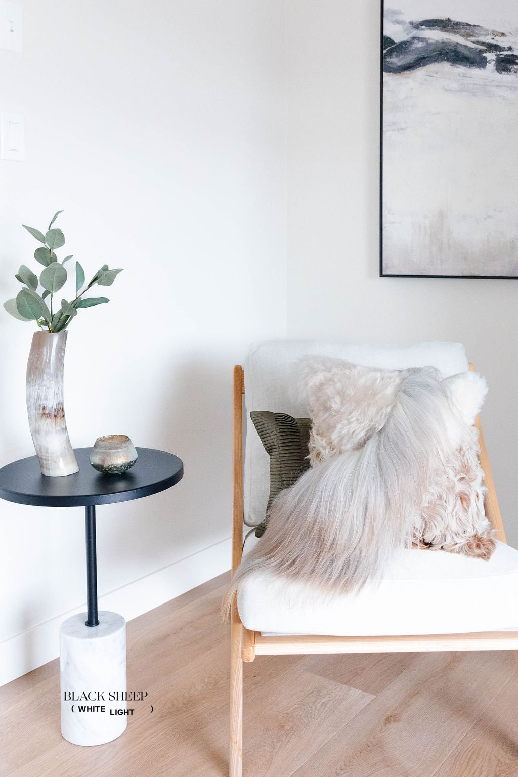 Mélange Sheepskin Pillow, straight wool