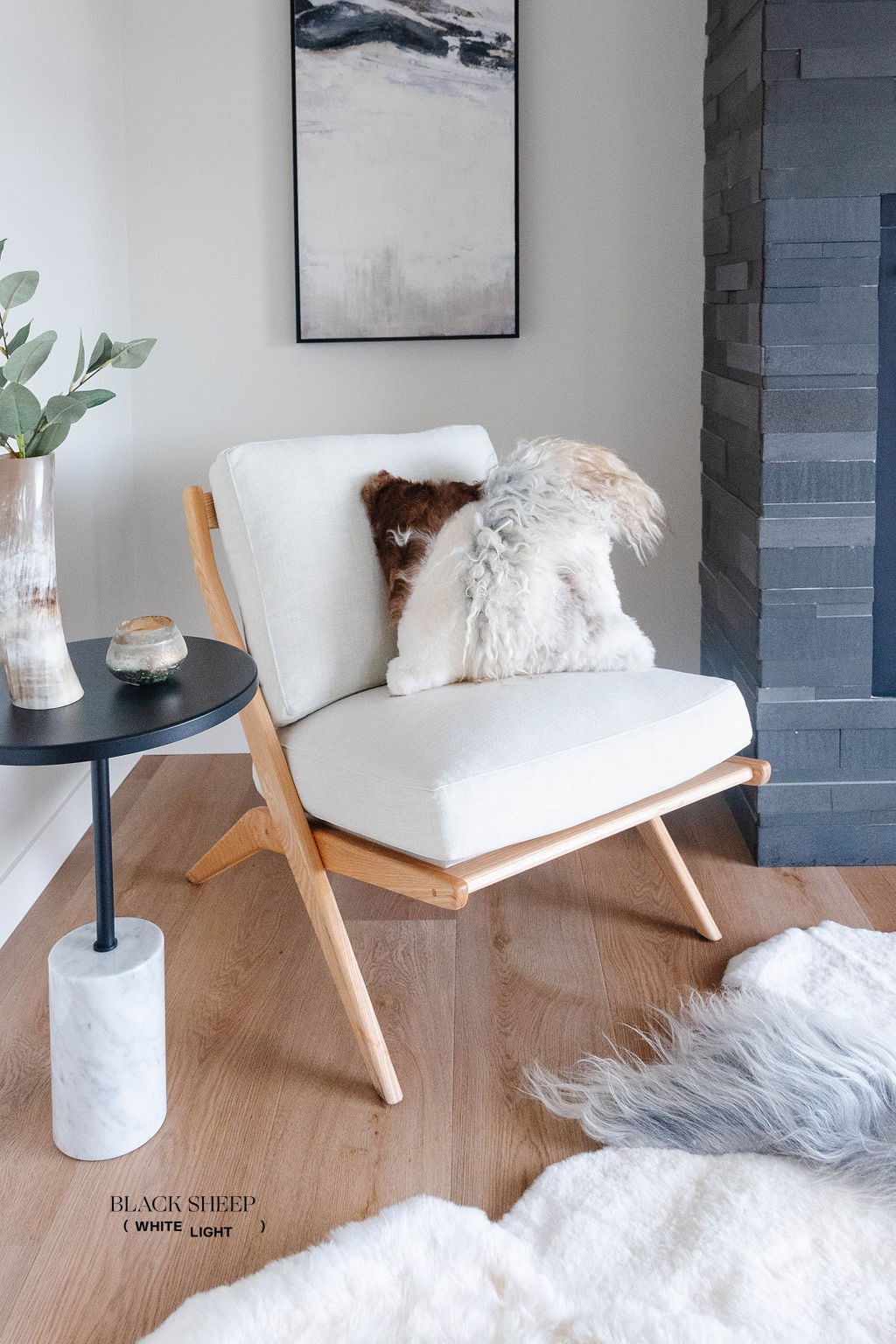 Mélange Sheepskin Pillow, curly wool