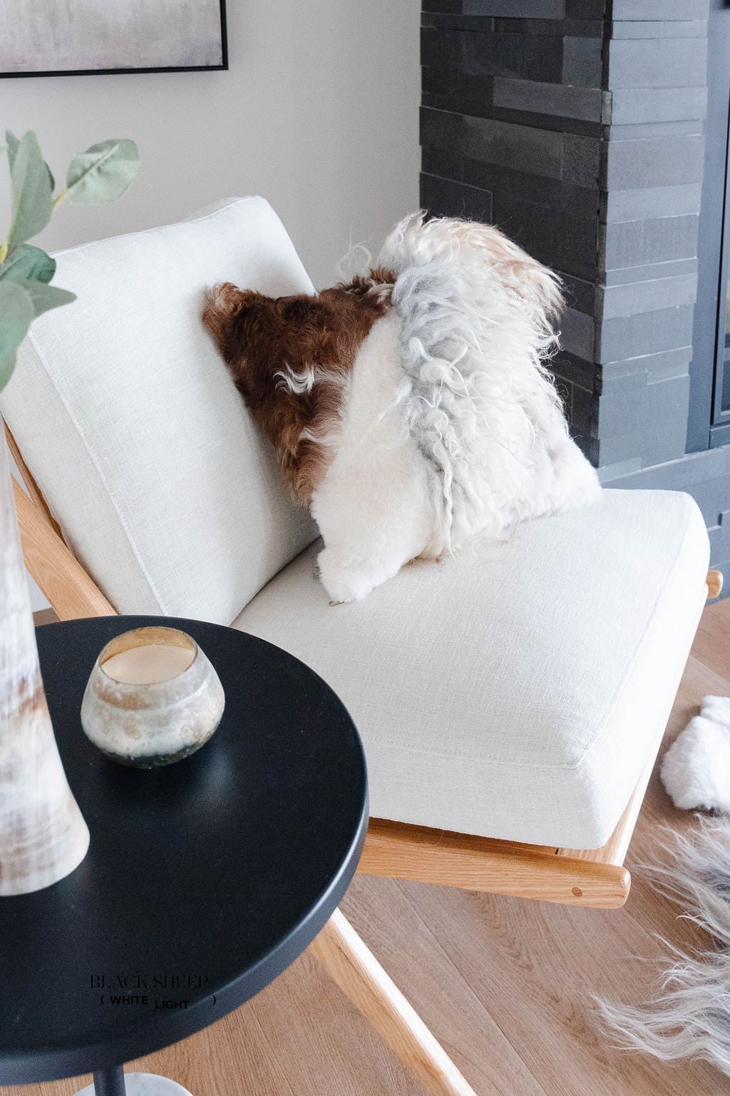 Mélange Sheepskin Pillow, curly wool