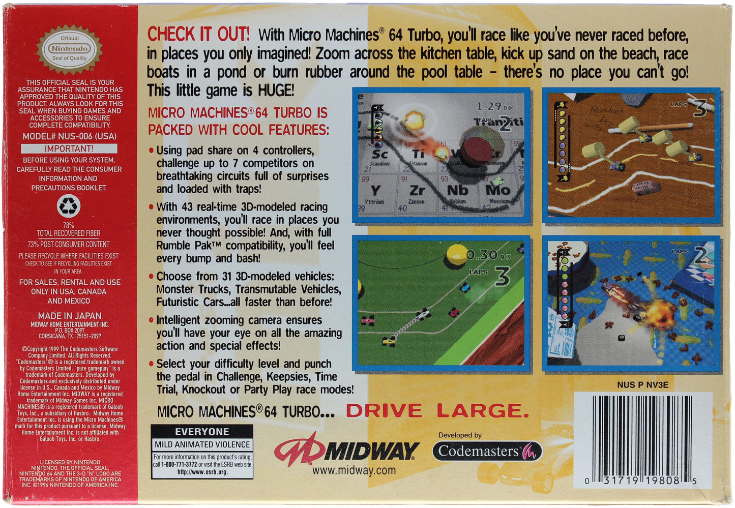 The Original Micro Machines Scale Miniatures 64 Turbo