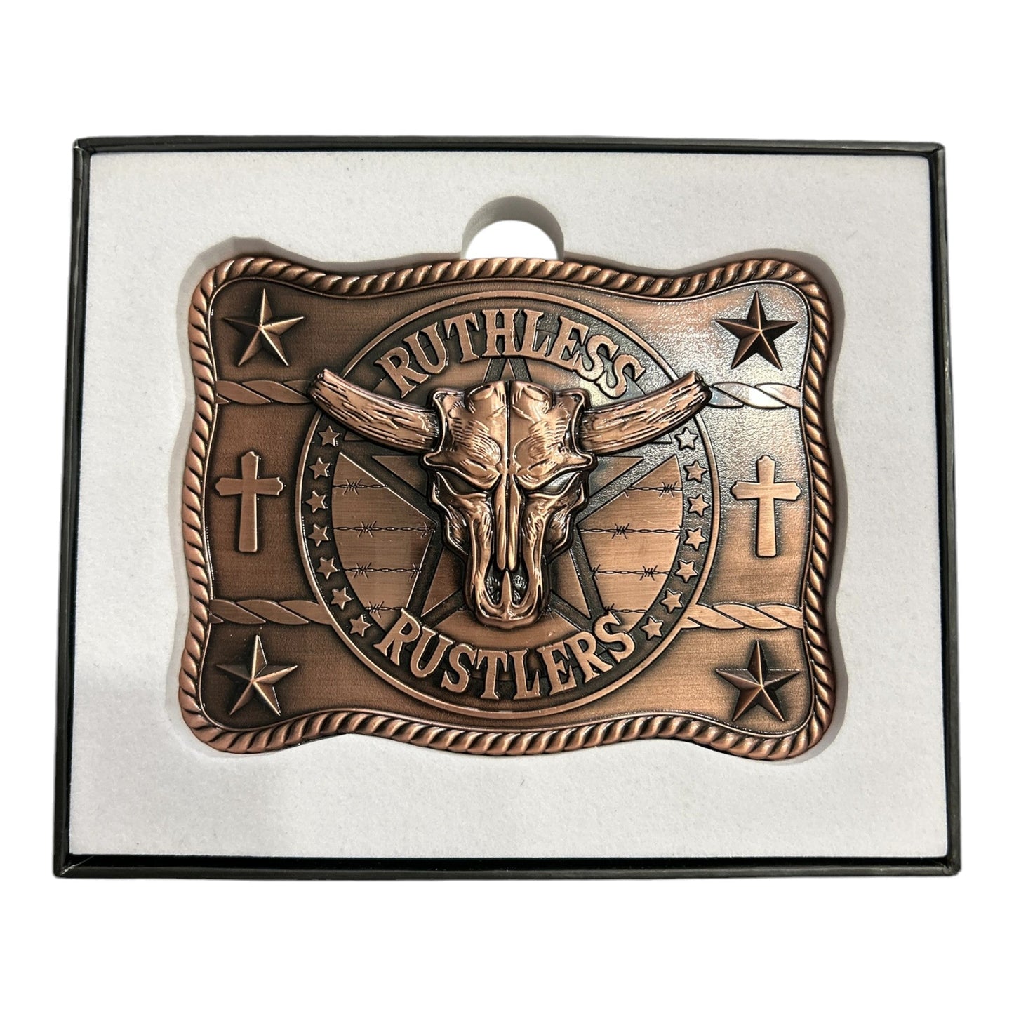 Ruthless Rustlers Marshal Belt Buckle | Antique Copper