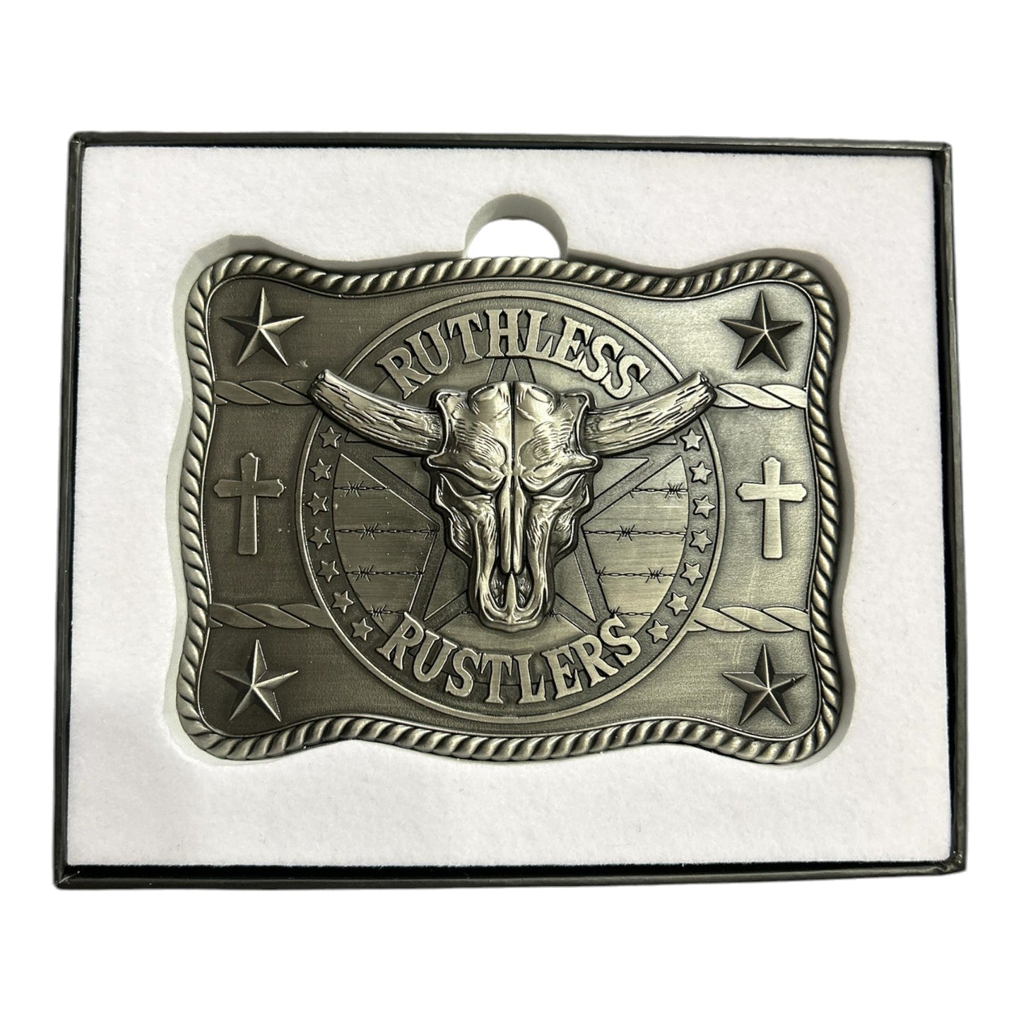 Ruthless Rustlers Marshal Belt Buckle | Antique Silver