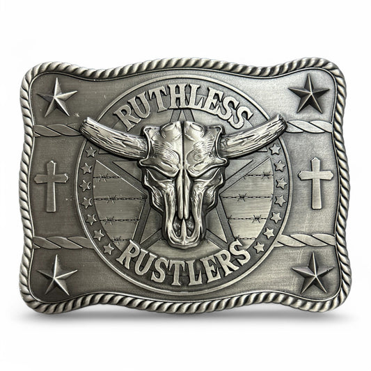 Ruthless Rustlers Marshal Belt Buckle | Antique Silver