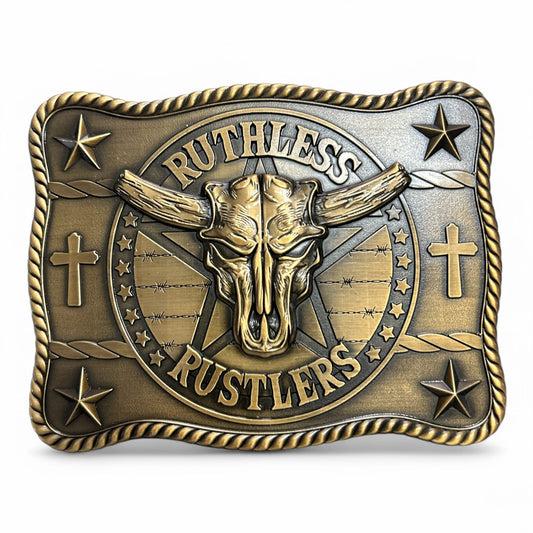 Ruthless Rustlers Marshal Belt Buckle | Antique Gold