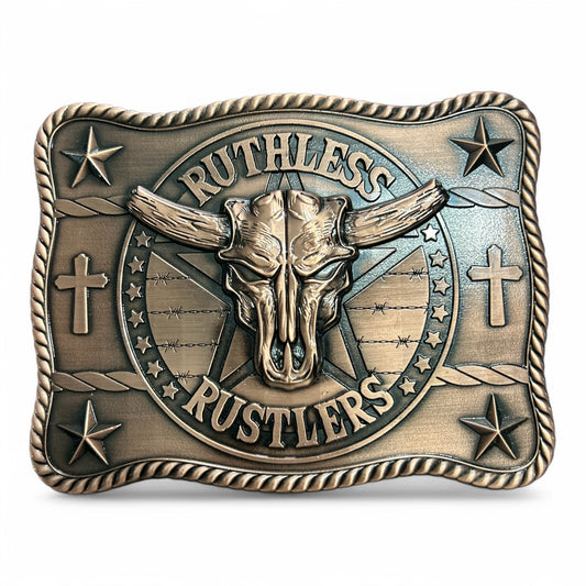 Ruthless Rustlers Marshal Belt Buckle | Antique Copper