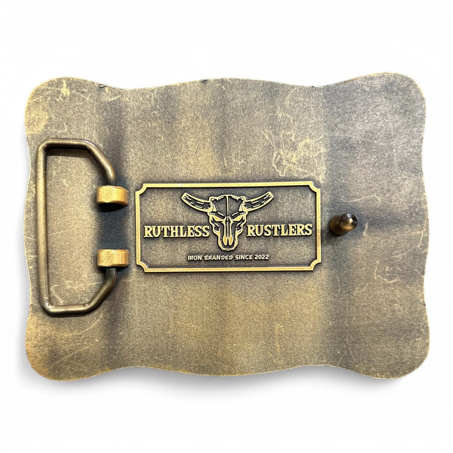 Ruthless Rustlers Marshal Belt Buckle | Antique Gold