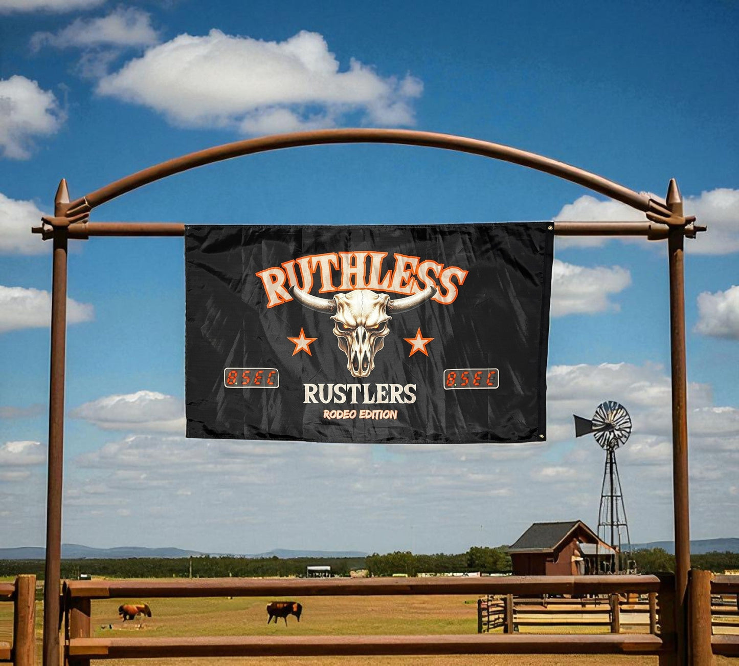 Ruthless Rustlers 8 Seconds Flag