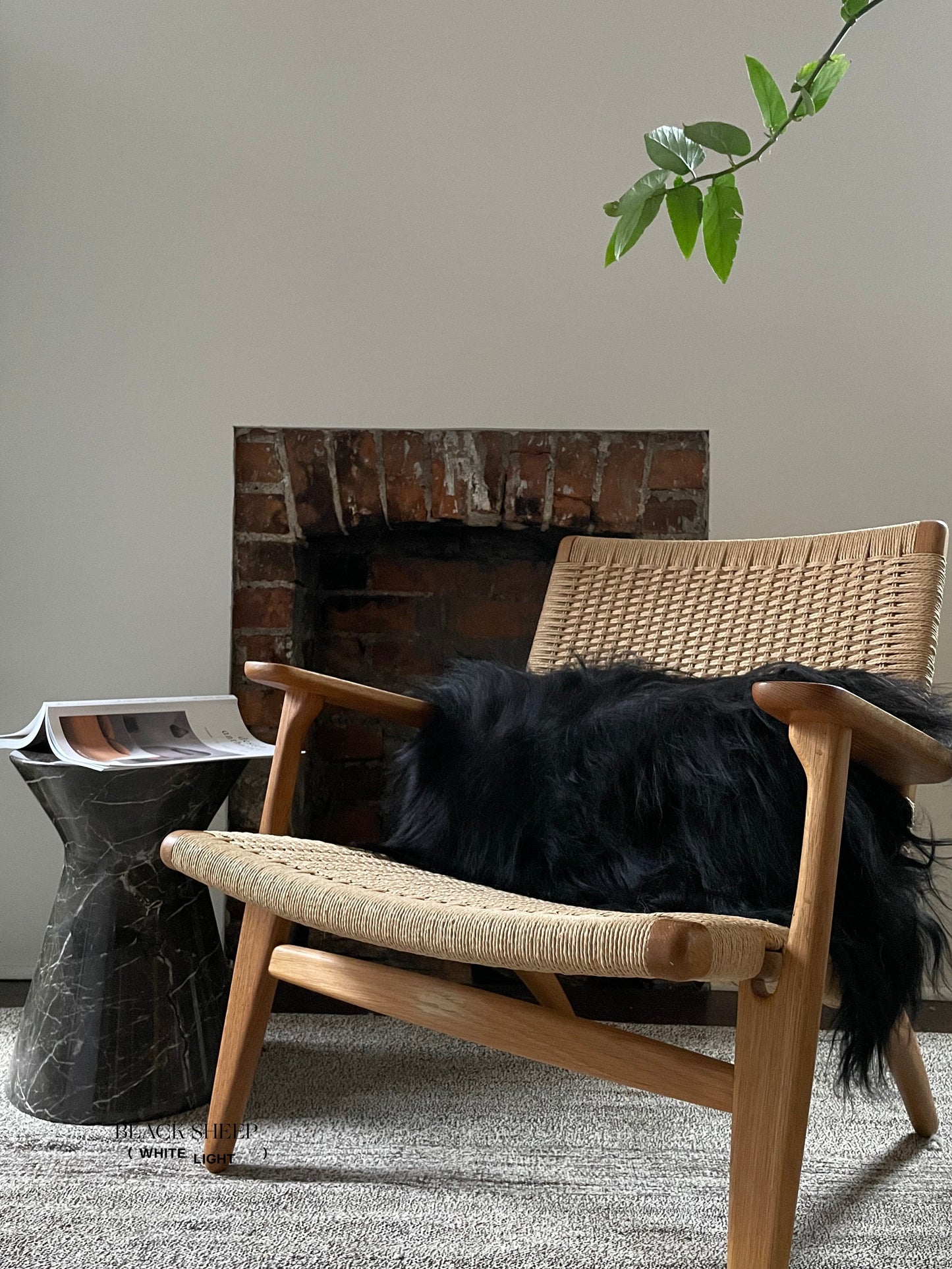 Rectangular Black Icelandic Sheepskin Pillow Cover