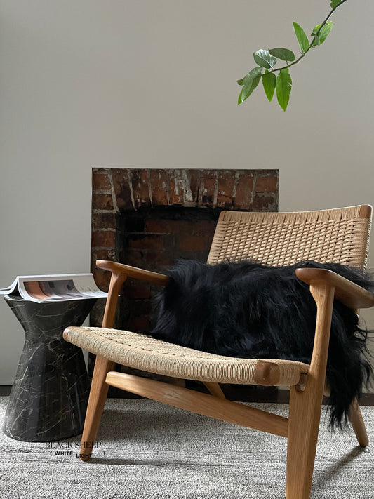 Rectangular Black Icelandic Sheepskin Pillow Cover