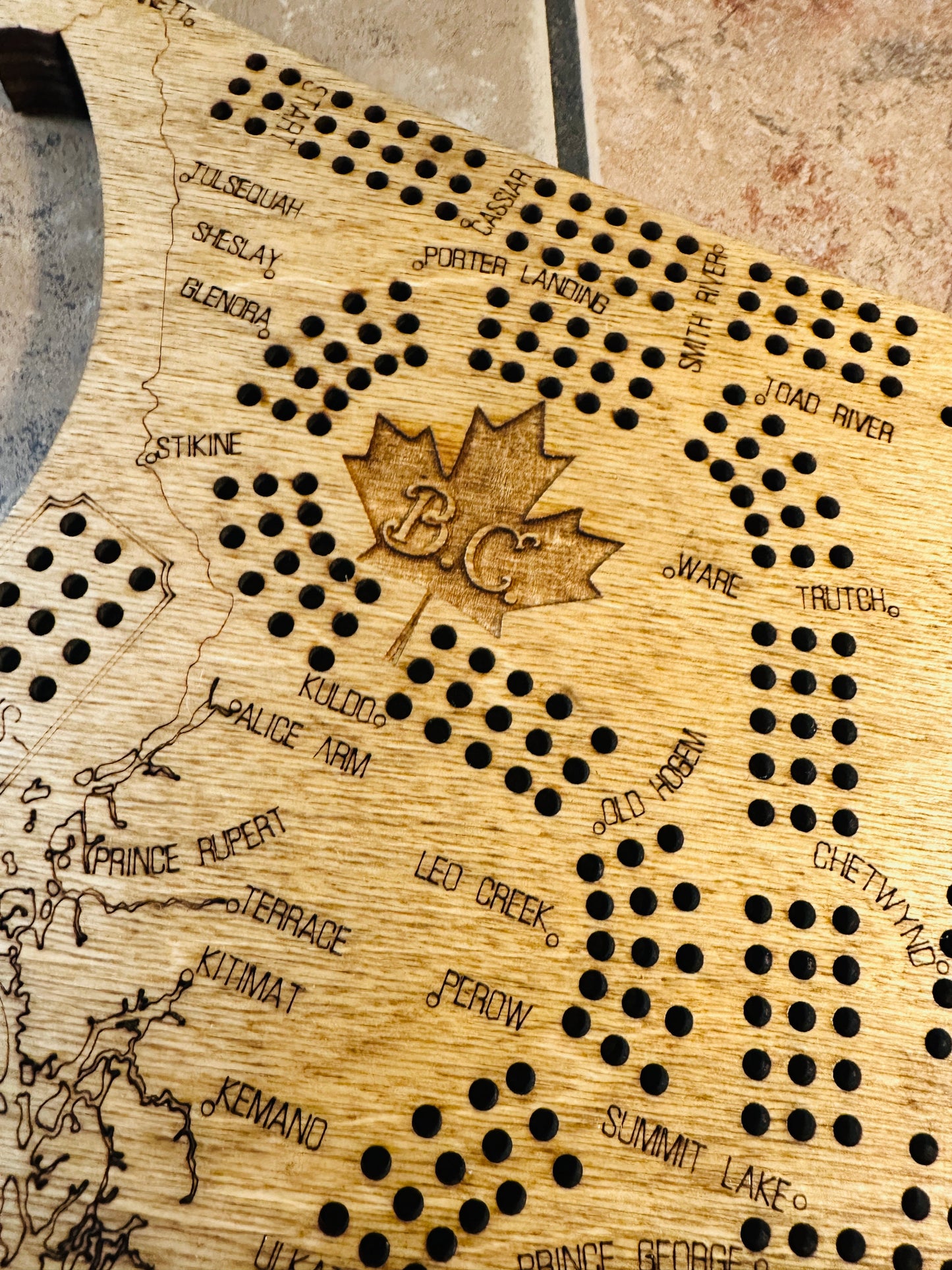 British Columbia Shaped Cribbage Board