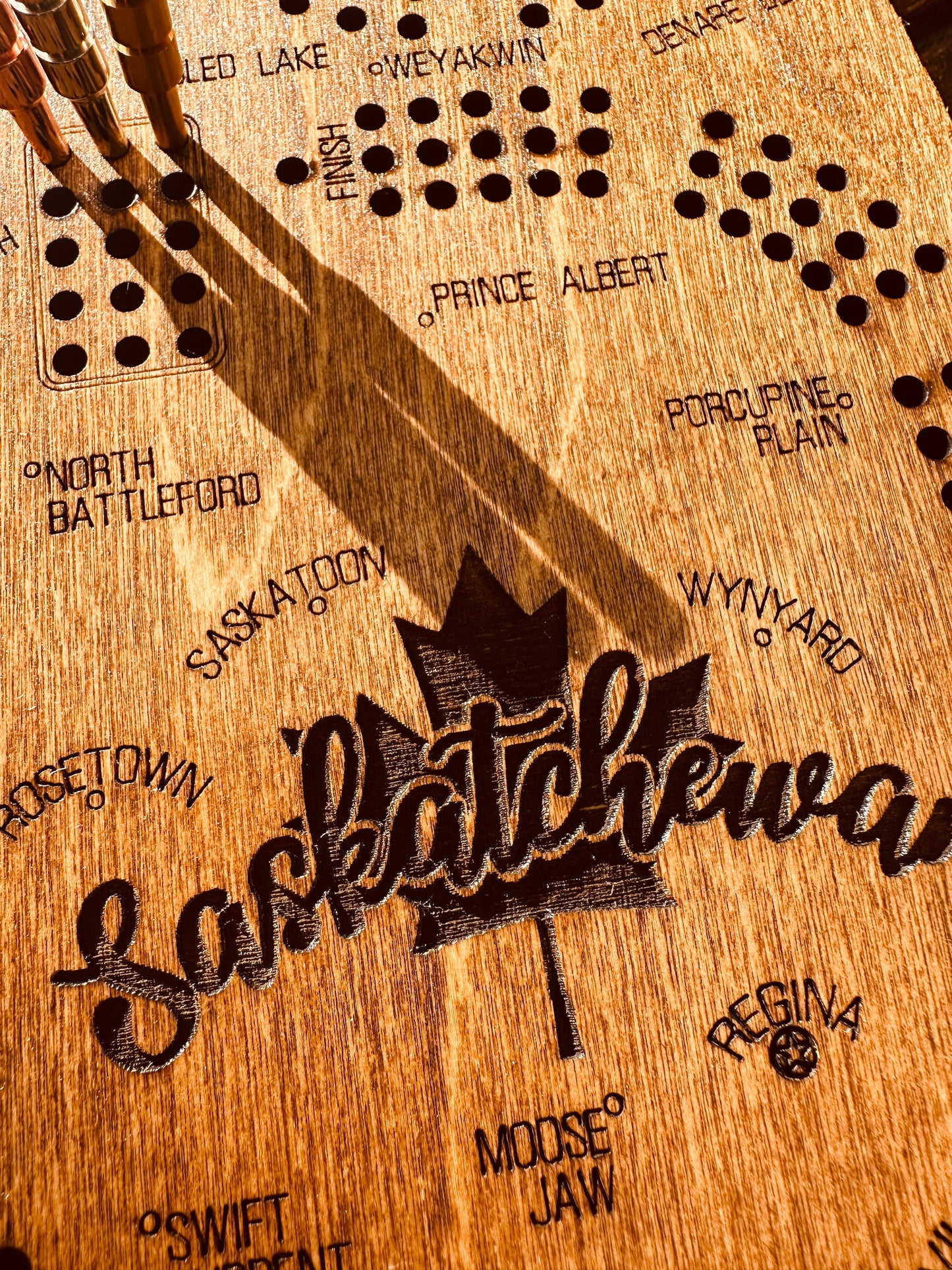 Saskatchewan Shaped Cribbage Board