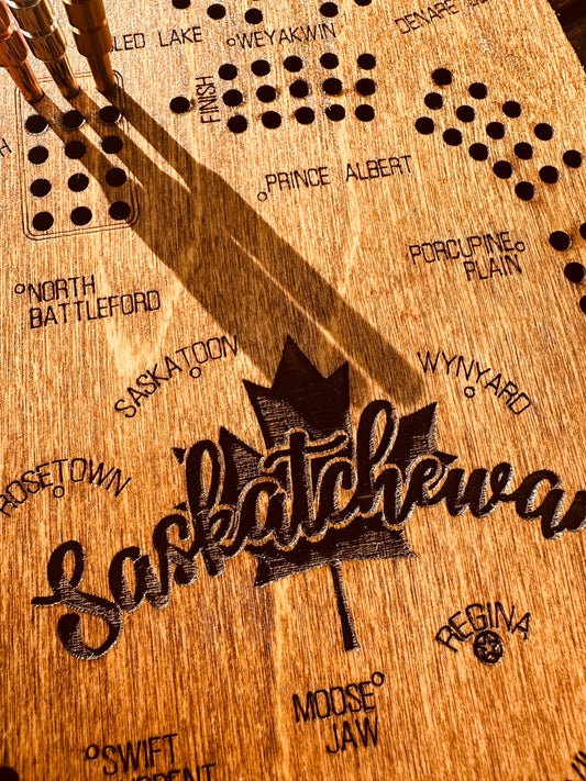 Saskatchewan Shaped Cribbage Board