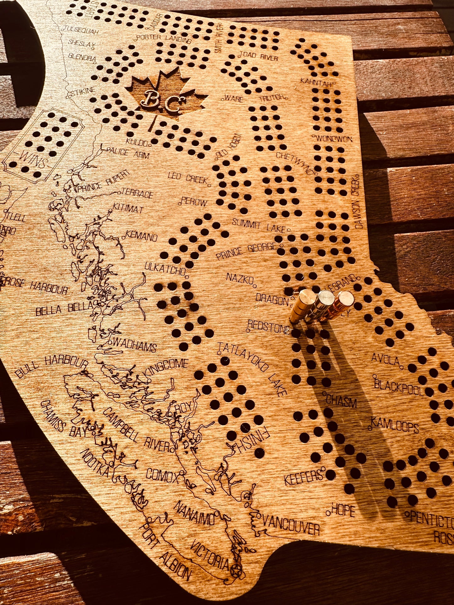 British Columbia Shaped Cribbage Board