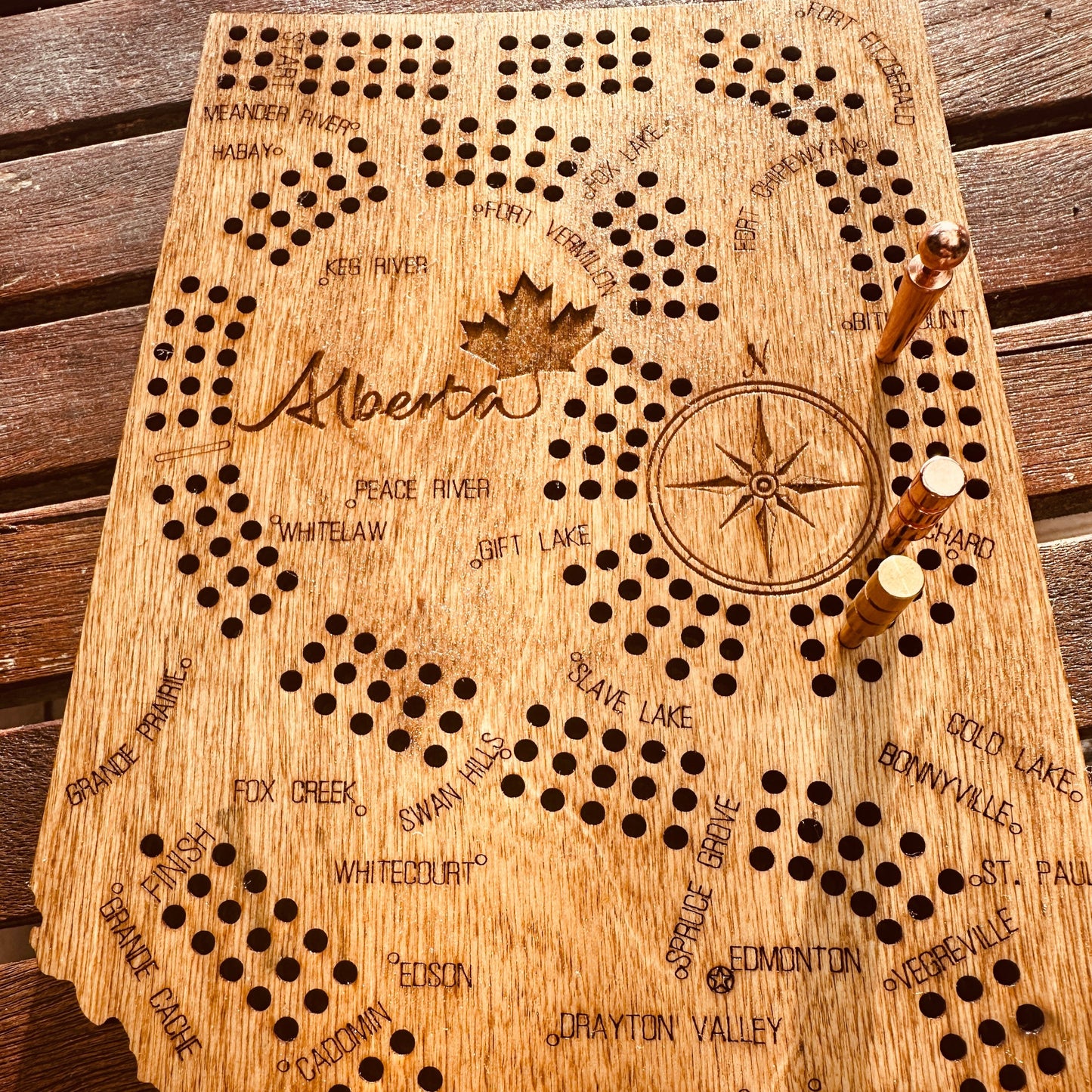 Alberta  Map Shaped Cribbage Board