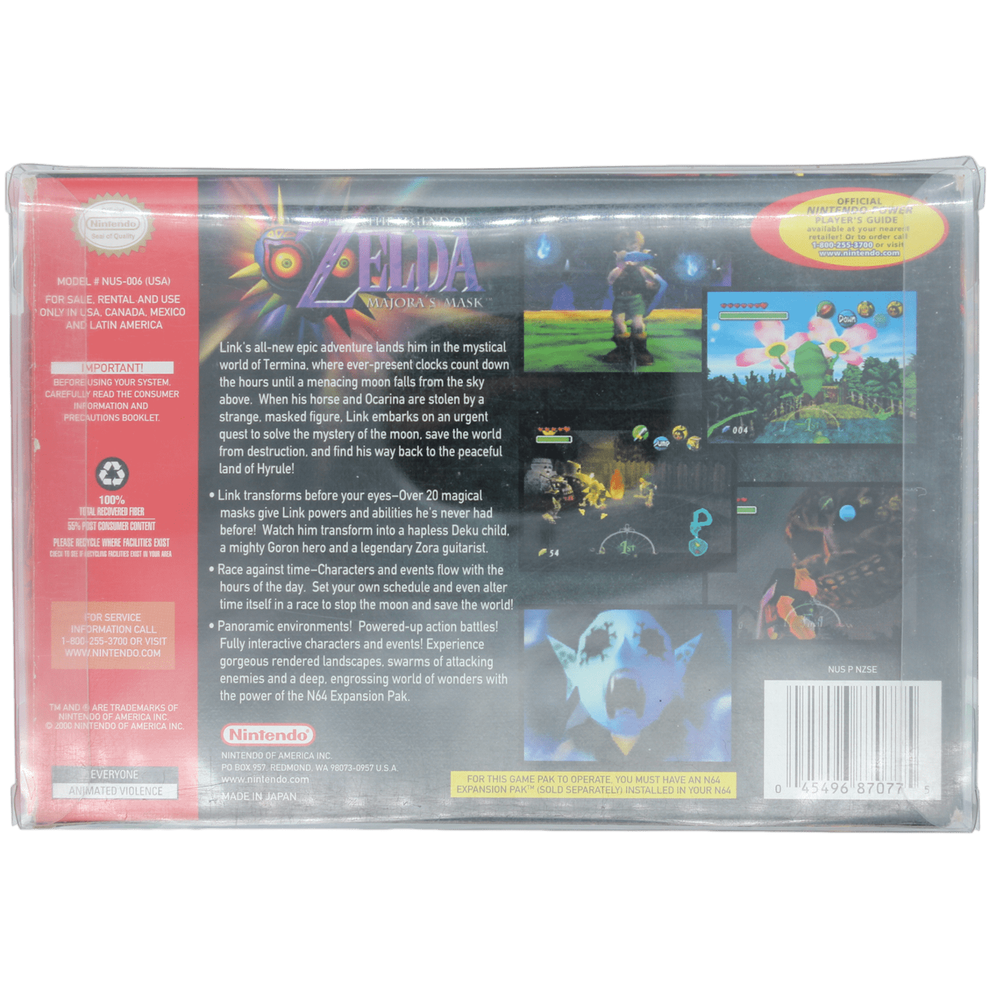 The Legend Of Zelda: Majora's Mask + Box + Manual + Clear Case