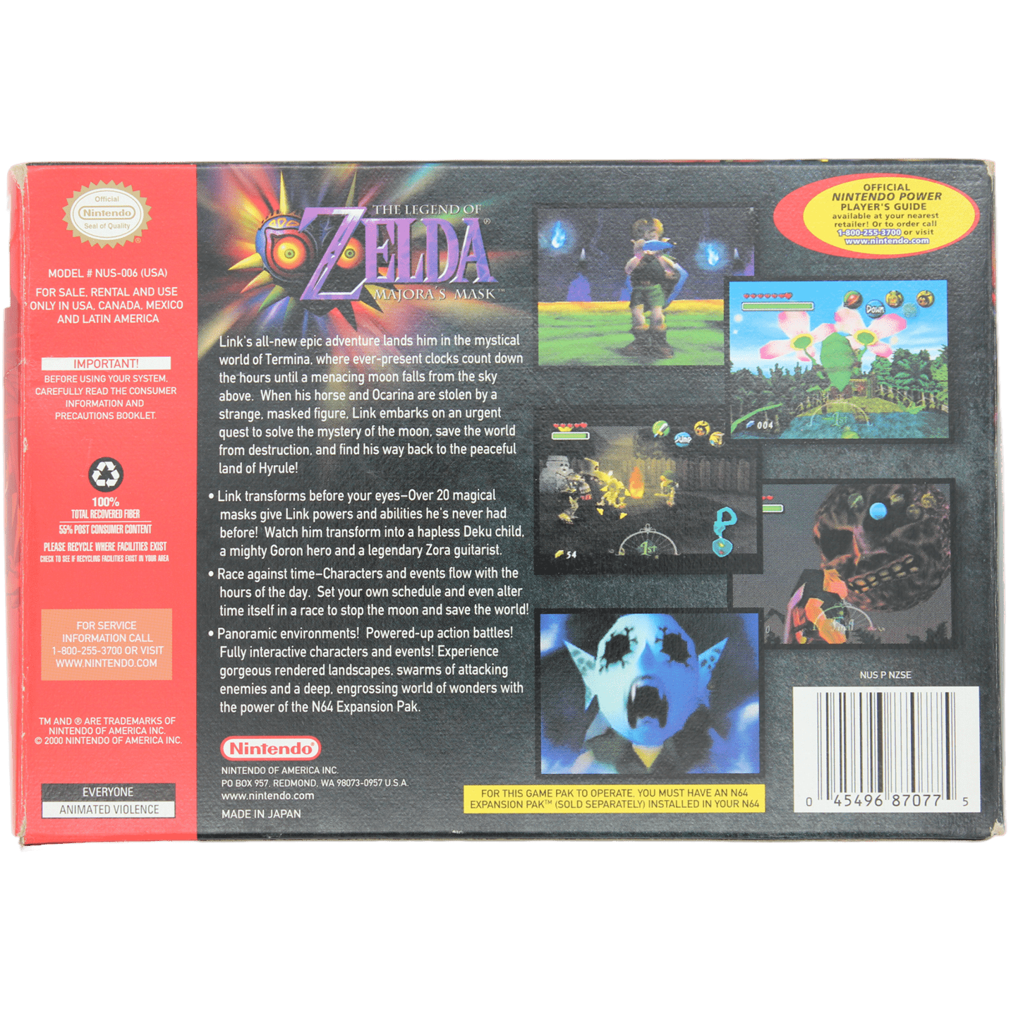 The Legend Of Zelda: Majora's Mask + Box + Manual + Clear Case