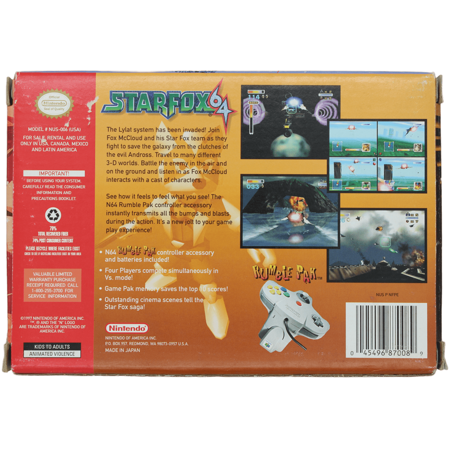 Star Fox 64 [Rumble Pak Bundle] + Box