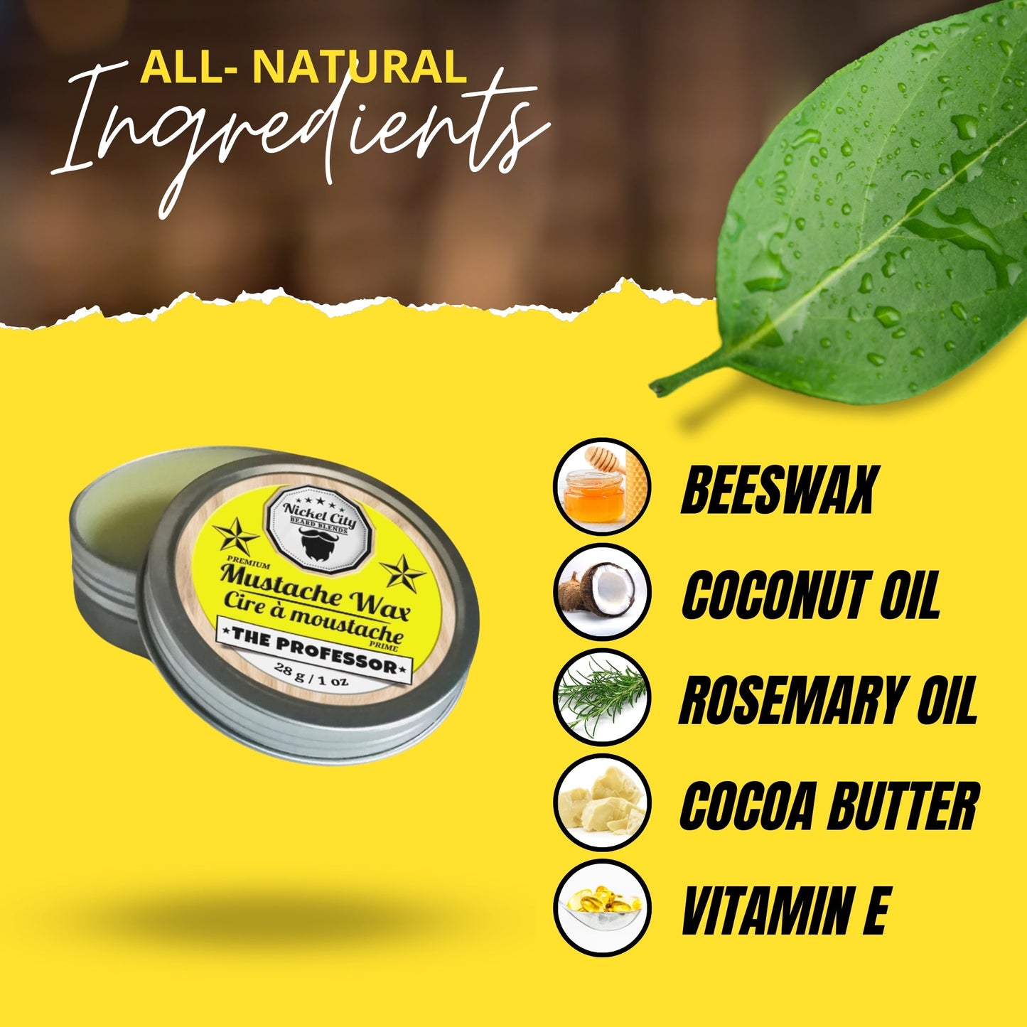 The Professor Mustache Wax (28g) – Crisp Cedarwood, Smooth Vanilla & Sweet Cigar | Strong Hold Grooming Wax | Dr. Chris Schneider Collaboration