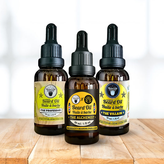 "The Order of Three" Beard Oil Bundle (3-Piece Ritual Set) – The Professor + The Villain + The Alchemist (3x 30ml) | Includes FREE Magnetic Decal | Handcrafted in Canada