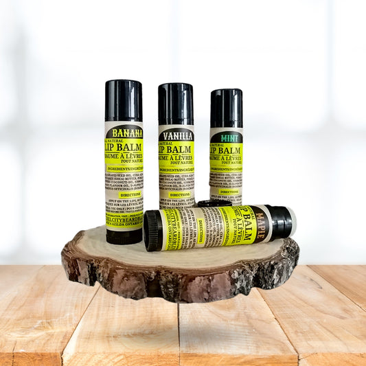 Soothing & Nourishing Lip Balm (4.5g) – Banana, Vanilla, Mint & Maple Flavors | Natural Hydrating Lip Care