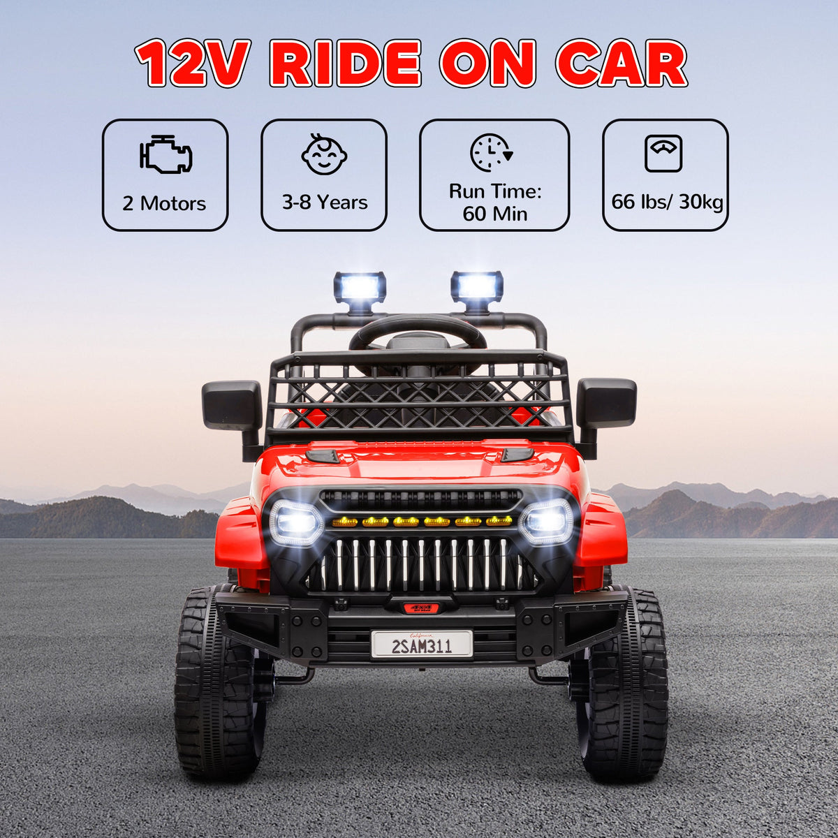 12V Ride on Truck, Electric Car for Kids with Remote Control, Suspension, 3 Speeds, USB Music Headlights, Black