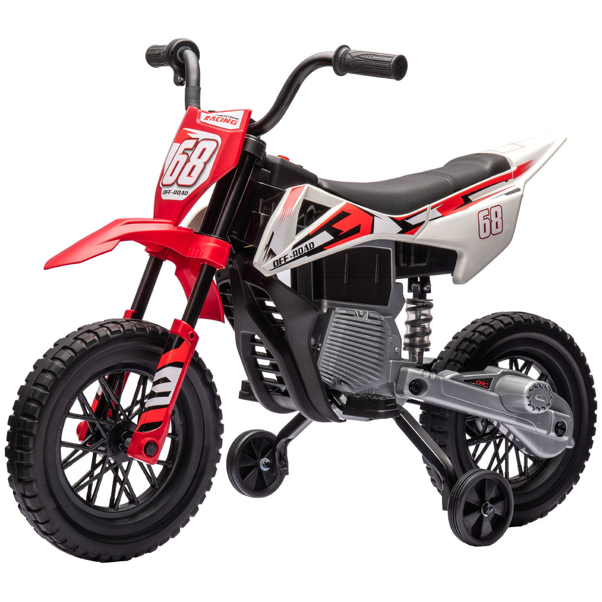 12V Kids Dirt Bike, Electric Motorcycle with Twist Grip Throttle, Training Wheels, Rear Suspension & Music, Blue