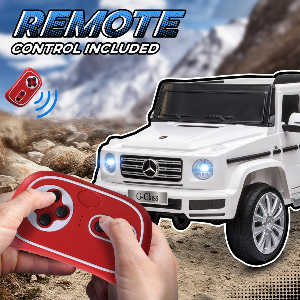 Mercedes Benz G500 Licensed 12V Kids Ride on Car with Remote Control, Music, Lights, MP3 for 37-96 months, White
