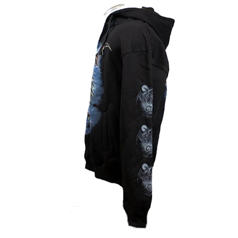 J&L Imports Men's Moon and Dragon Zip-Up Hoodie