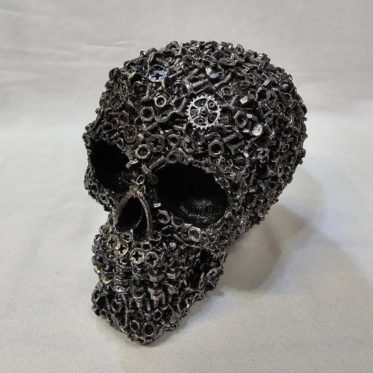 Junkyard Mechanic Skull Figurine