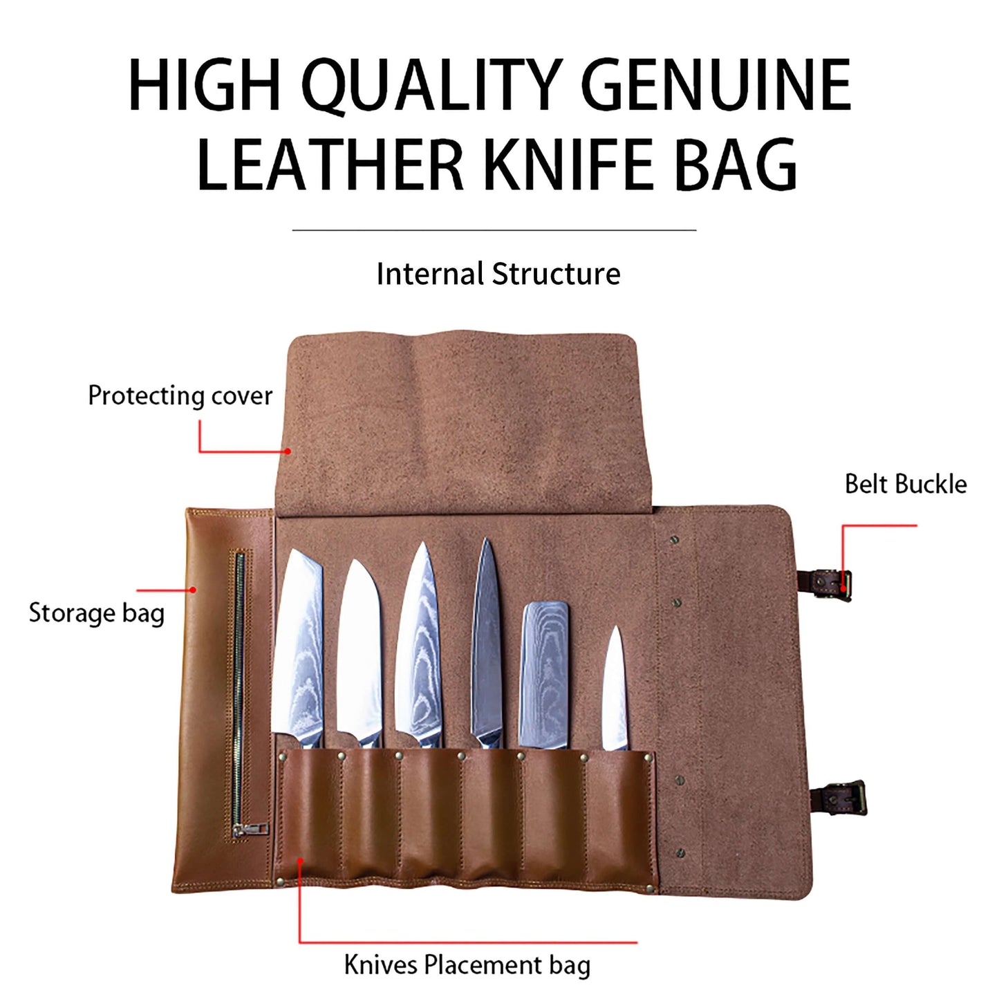 Ginza Steel Vagabond Knife Roll – Full Grain Leather Chef’s Bag