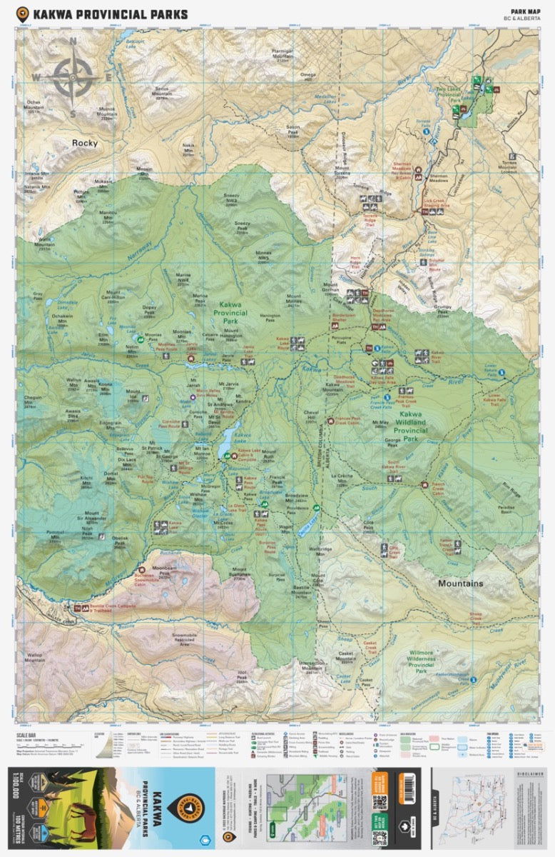 Kakwa Provincial Parks, Alberta & BC - Park Map