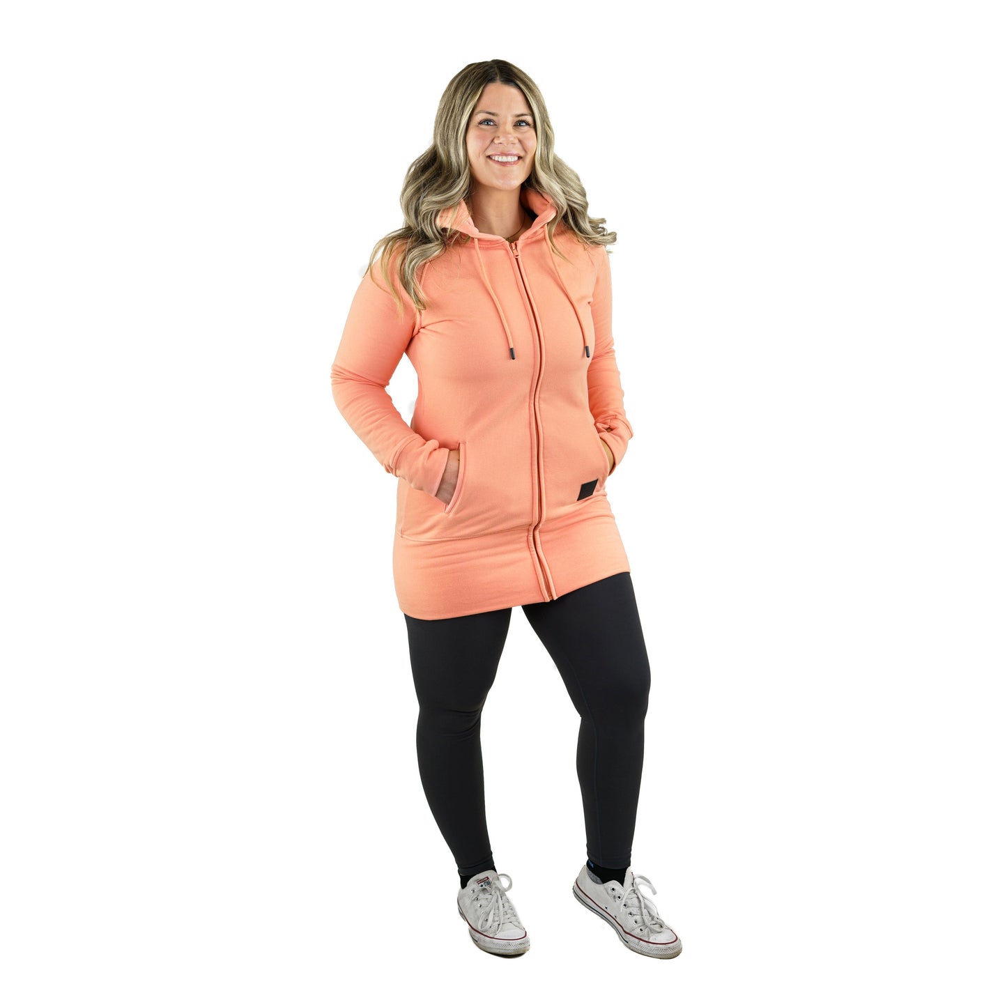 Kora Long Zipup Hoodie Peach
