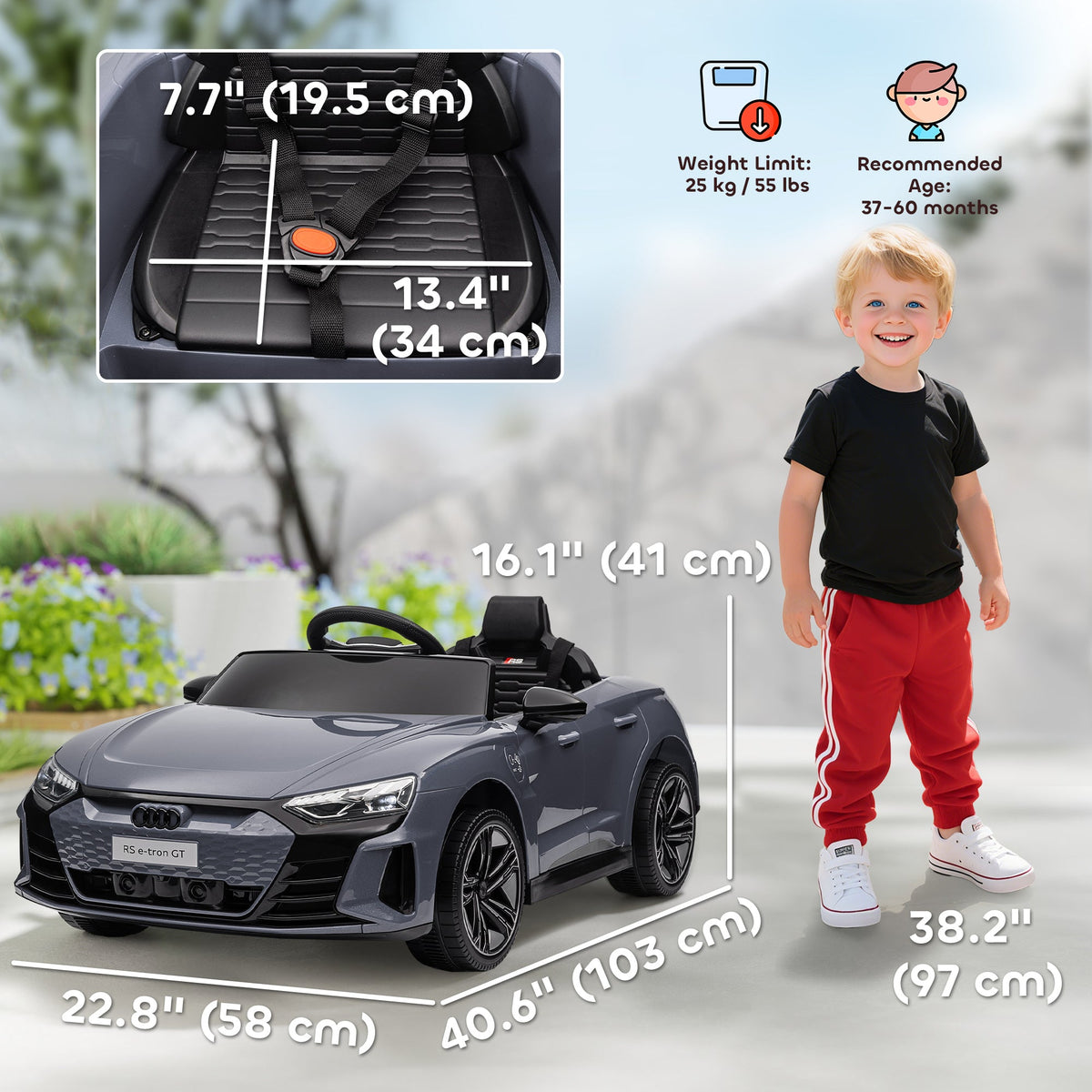 Ride-On Toy On Car with Remote Control, 12V 3.1 MPH Electric Ride for Kids w/ Suspension System, Horn Honking, Black
