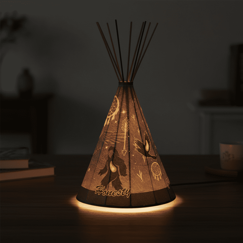17.7" Raven & Sasquatch Parchment Teepee Lamp (LP-10055/LP-10047)