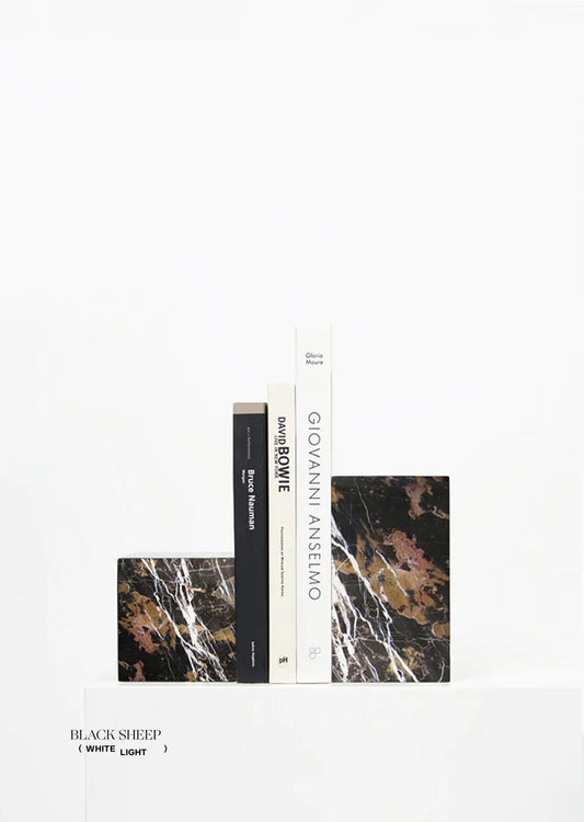 Golden Black Marble Asymmetric Book Ends