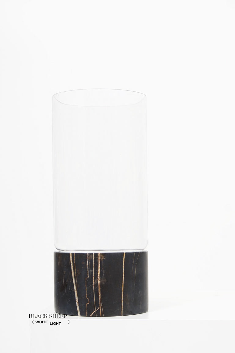 Lauren Black Marble and Glass Vase and Hurricane