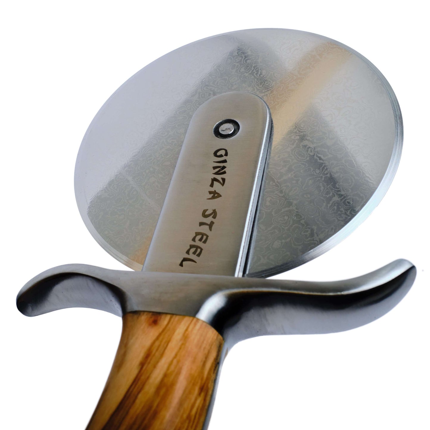 Ginza Steel MIA Pizza Slicer – Stainless Blade with Olive Wood Handle