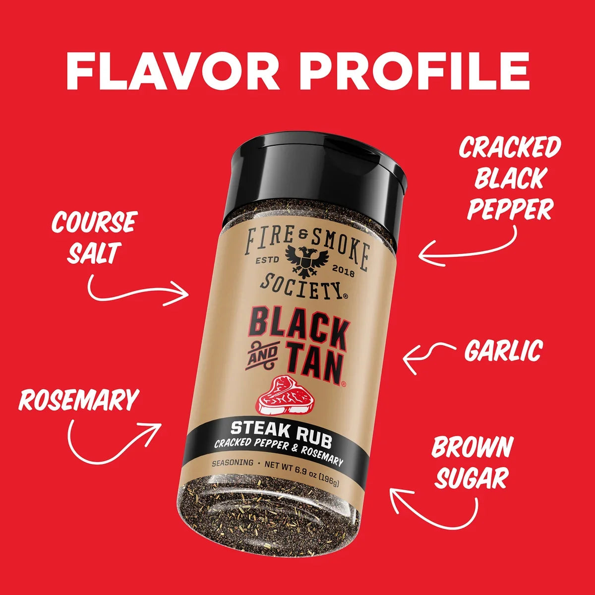 Fire & Smoke Society Black & Tan Steak Rub – 13.6 oz