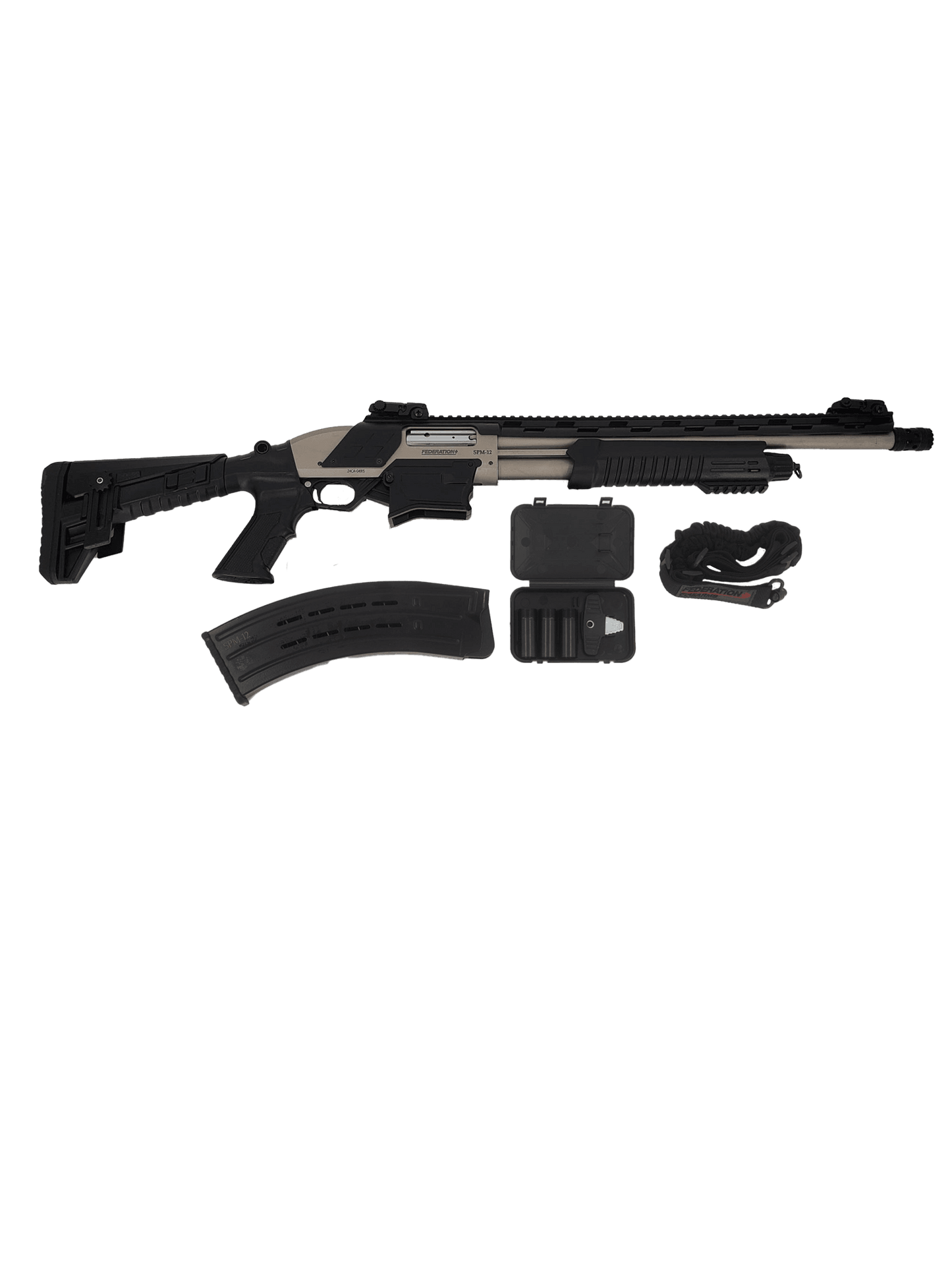 Federation Firearms SPM-12, 12ga 3&#8243; magazine-fed pump action shotgun. Marine.
