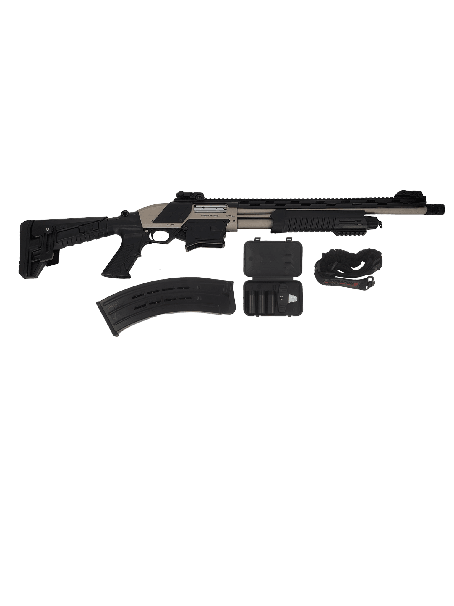 Federation Firearms SPM-12, 12ga 3&#8243; magazine-fed pump action shotgun. Marine.