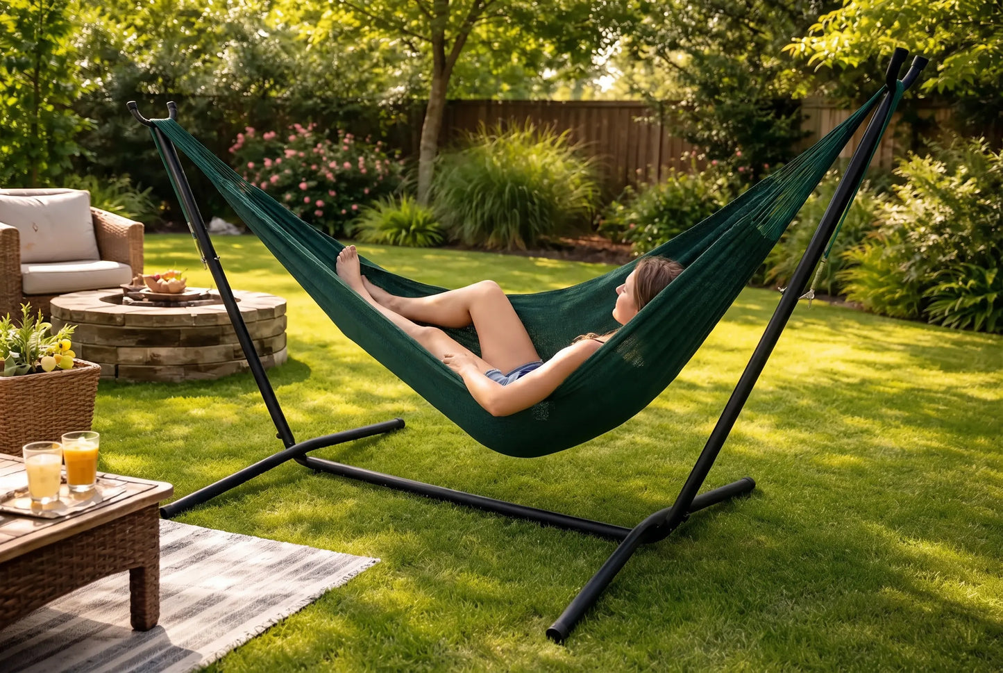 Double Mayan Hammock with Universal Stand
