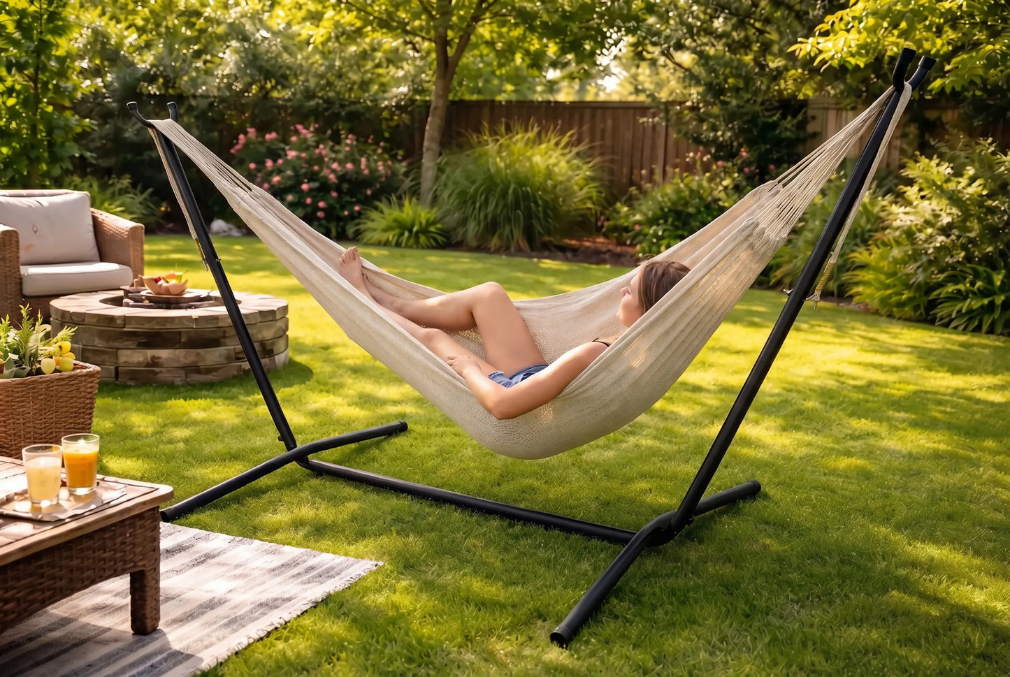 Double Mayan Hammock with Universal Stand