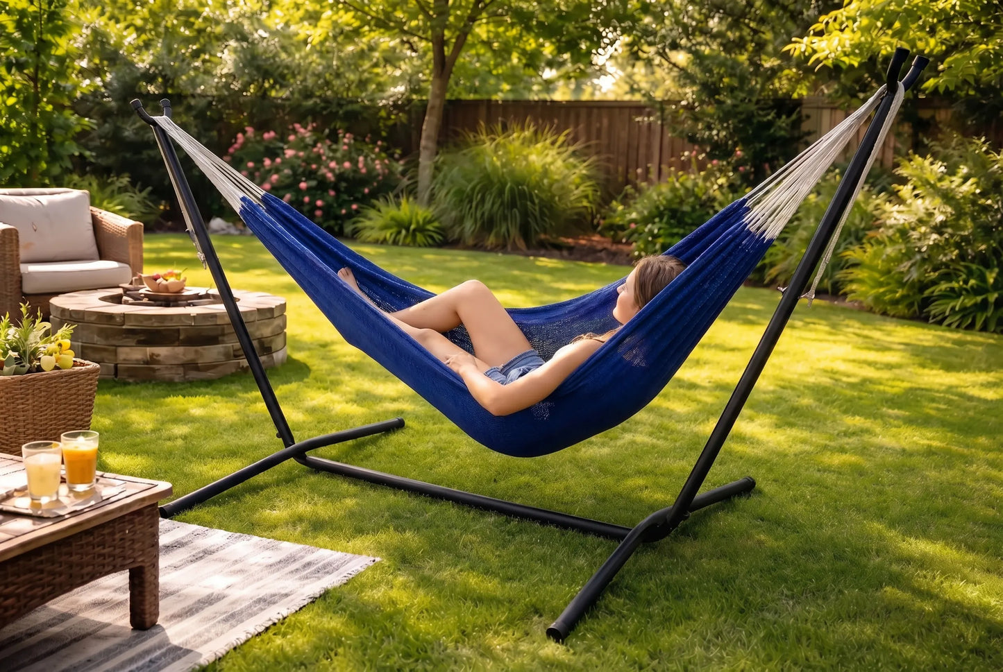 Double Mayan Hammock with Universal Stand