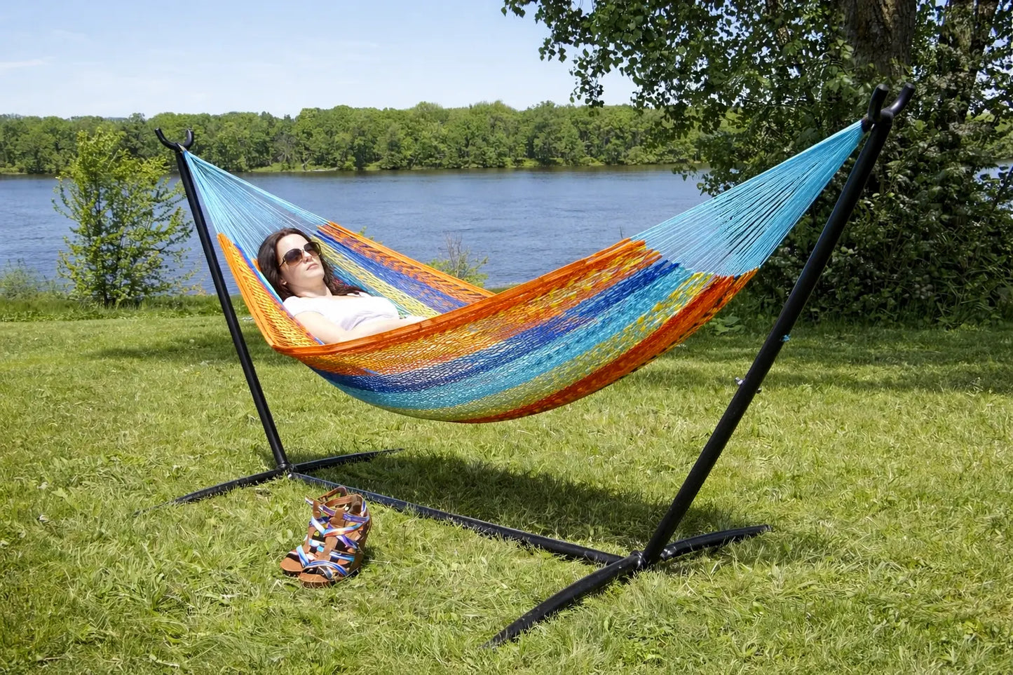 XL Thick Cord Mayan Hammock with Universal Stand